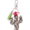 Wooden Cactus Keychain Leopard Flower