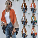 Fashion Color-block Knitted Cardigan Sweater Coat