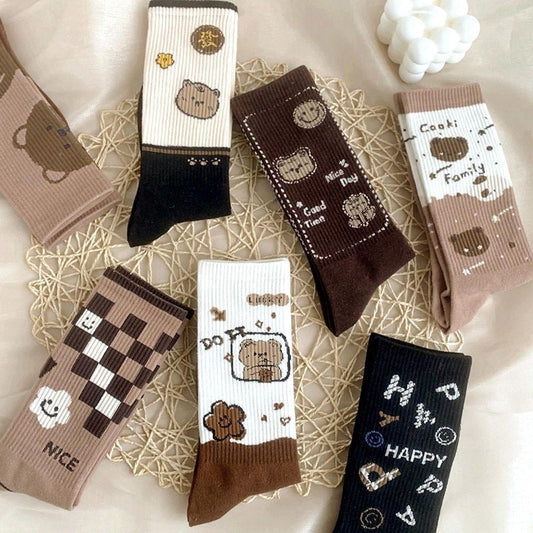 Coffee Colored Socks And Stockings Trend Korean Version