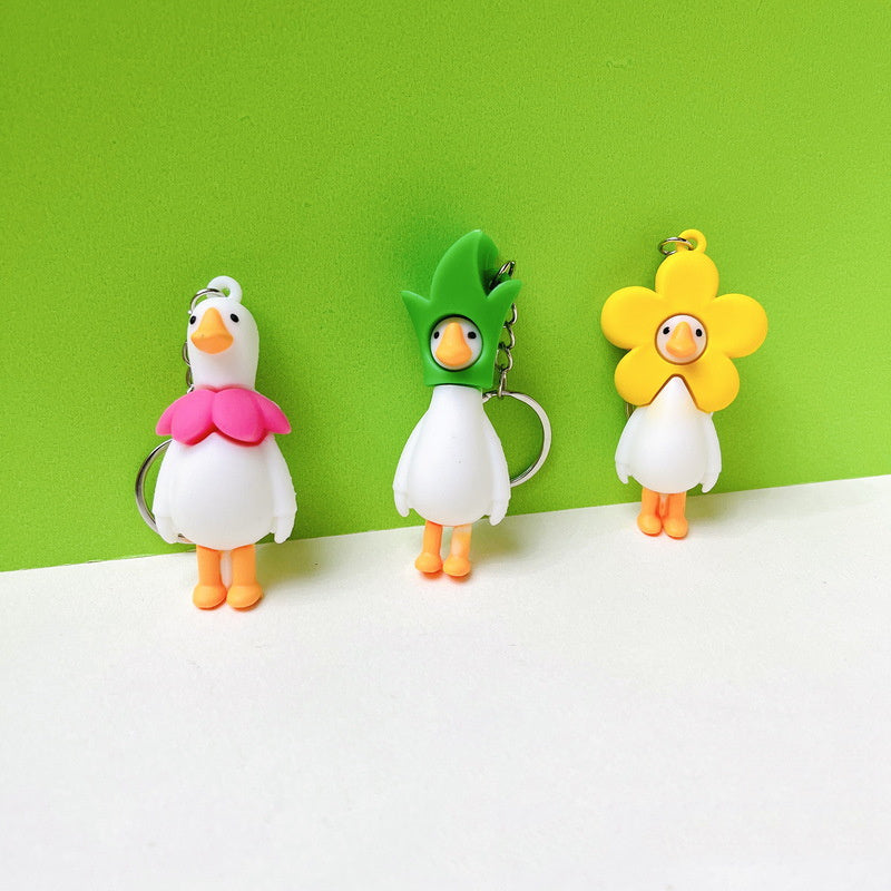 Creative Cartoon Goose Doll Keychain Trendy Bags Pendant Push Promotional Novelties Wholesale