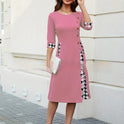 Elegant Short Sleeve Slim Round Neck Dress