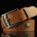 Men's Denim Casual Hollow Rivet Wide Belt