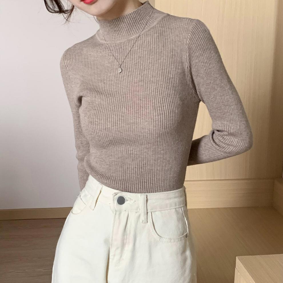 Women's Turtleneck Long-sleeved Shirt Pullover Wool Base Shirt