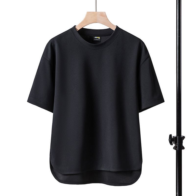 Men's New Solid Color Round Neck Loose Top T-shirt With Short Sleeves