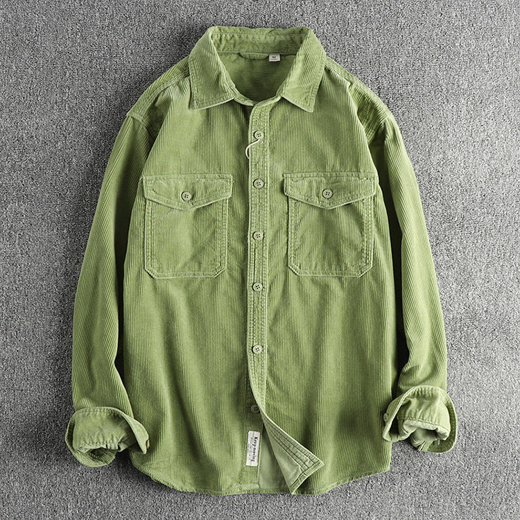 Retro Corduroy Cotton Long-sleeved Shirt For Men